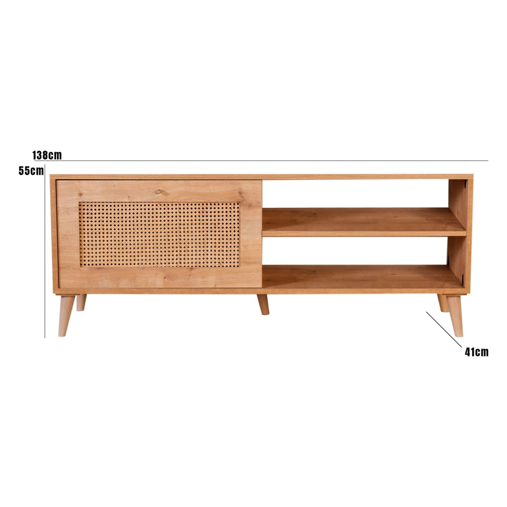 Lauria, Mobile Porta tv un Ripiano, 138x41x55h cm Marrone Rovere