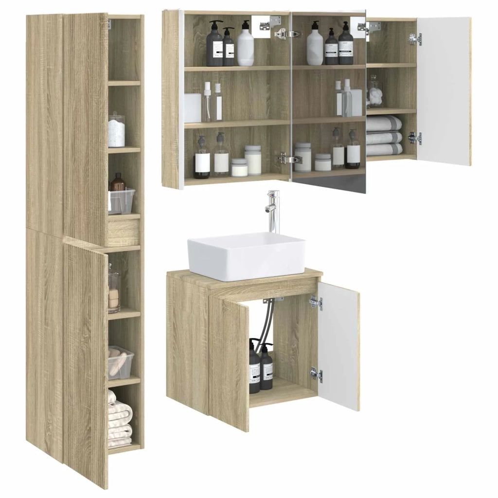 Set di Armadi da Bagno 5 pcs Rovere Sonoma 53 x 15,5 x 70 cm 3407329