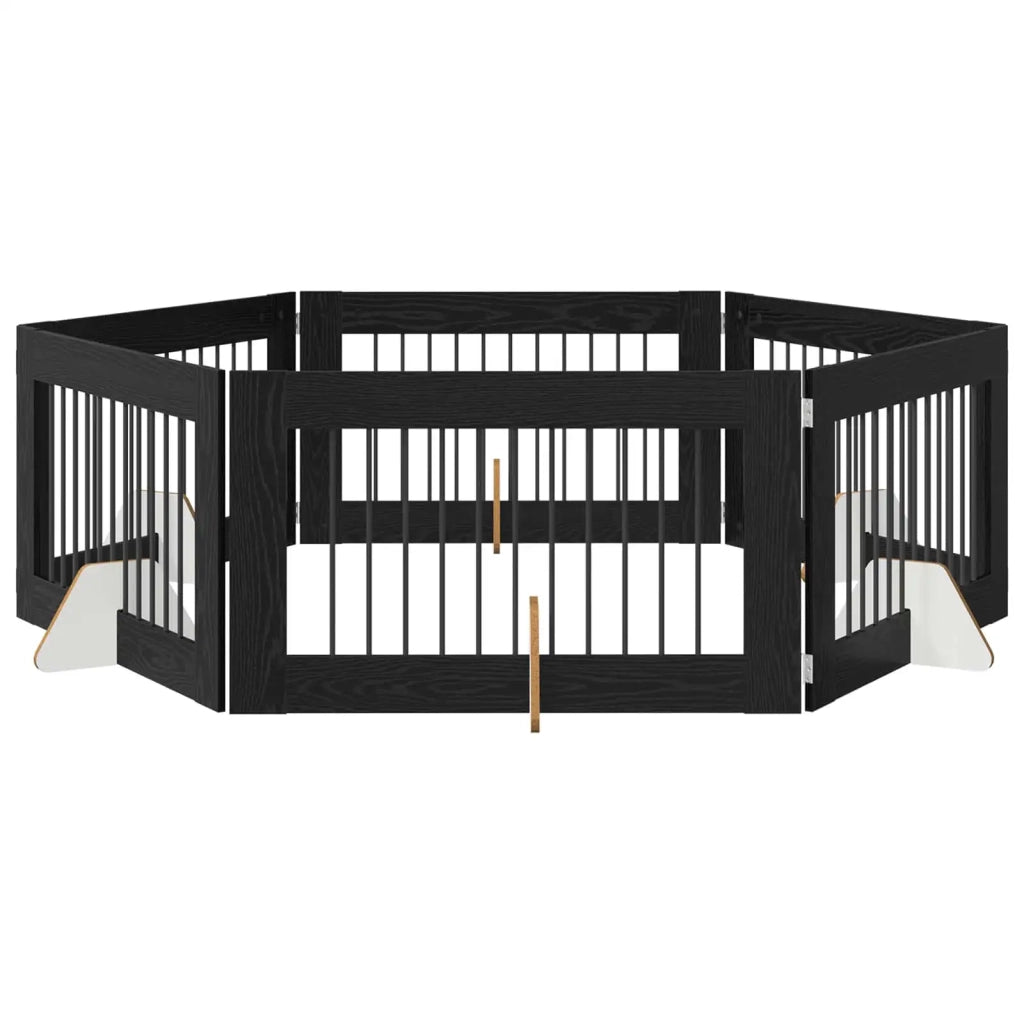 Cancello per cani con supporti 6 pcs Rovere Nero 100 x 60 cm