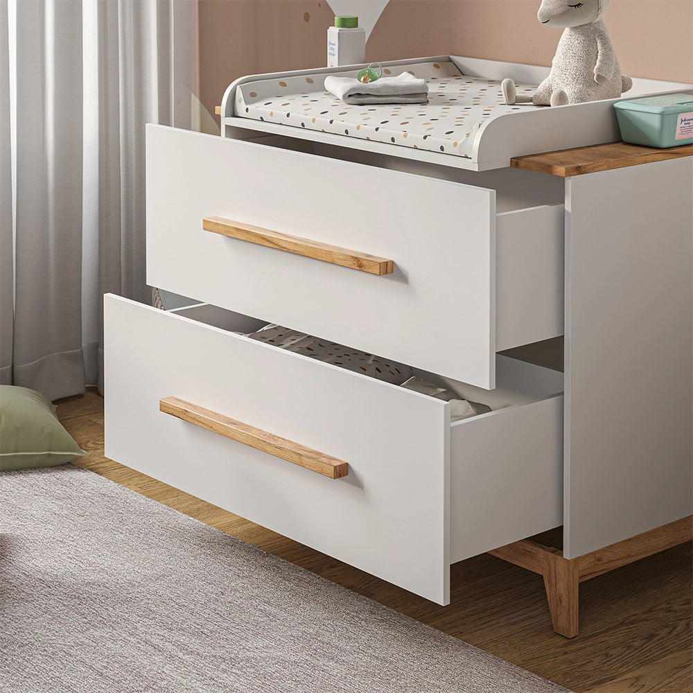 Vitalispa Fasciatoio Bianco/Artisan 108 x 98 cm con 2 cassetti