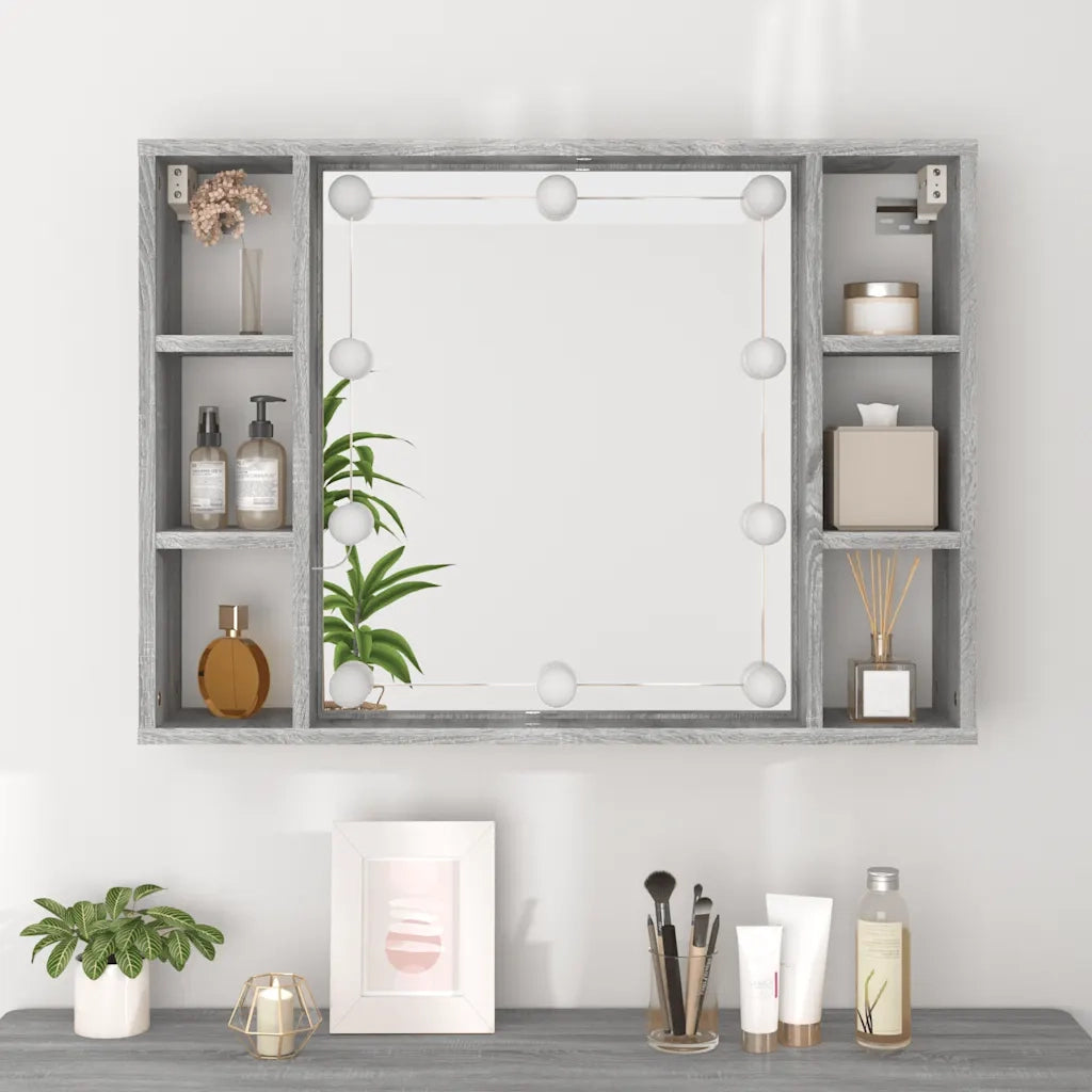 Mobile a Specchio con LED Grigio Sonoma 76x15x55 cm CFW2685618