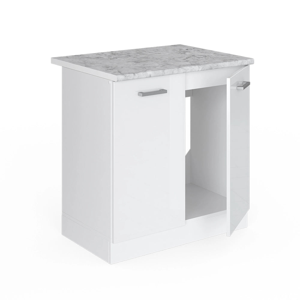 Vicco Base per lavello Bianco lucido 80 cm con ante, con piano di lavoro