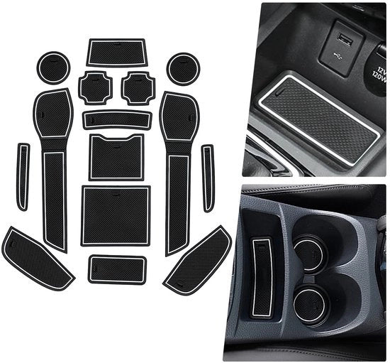 Materassini in Gomma per Nissan Qashqai J11 2019-2021, Materassini per Auto, Accessori per Materassini, Materassini Antiscivolo, Scatola di Stoccaggio Materassini Antiscivolo, 15 Pezzi (Bianco)