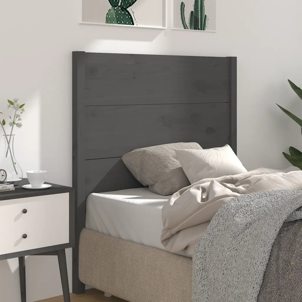 Testiera per Letto Grigia 96x4x100 cm in Legno Massello di Pino 818702