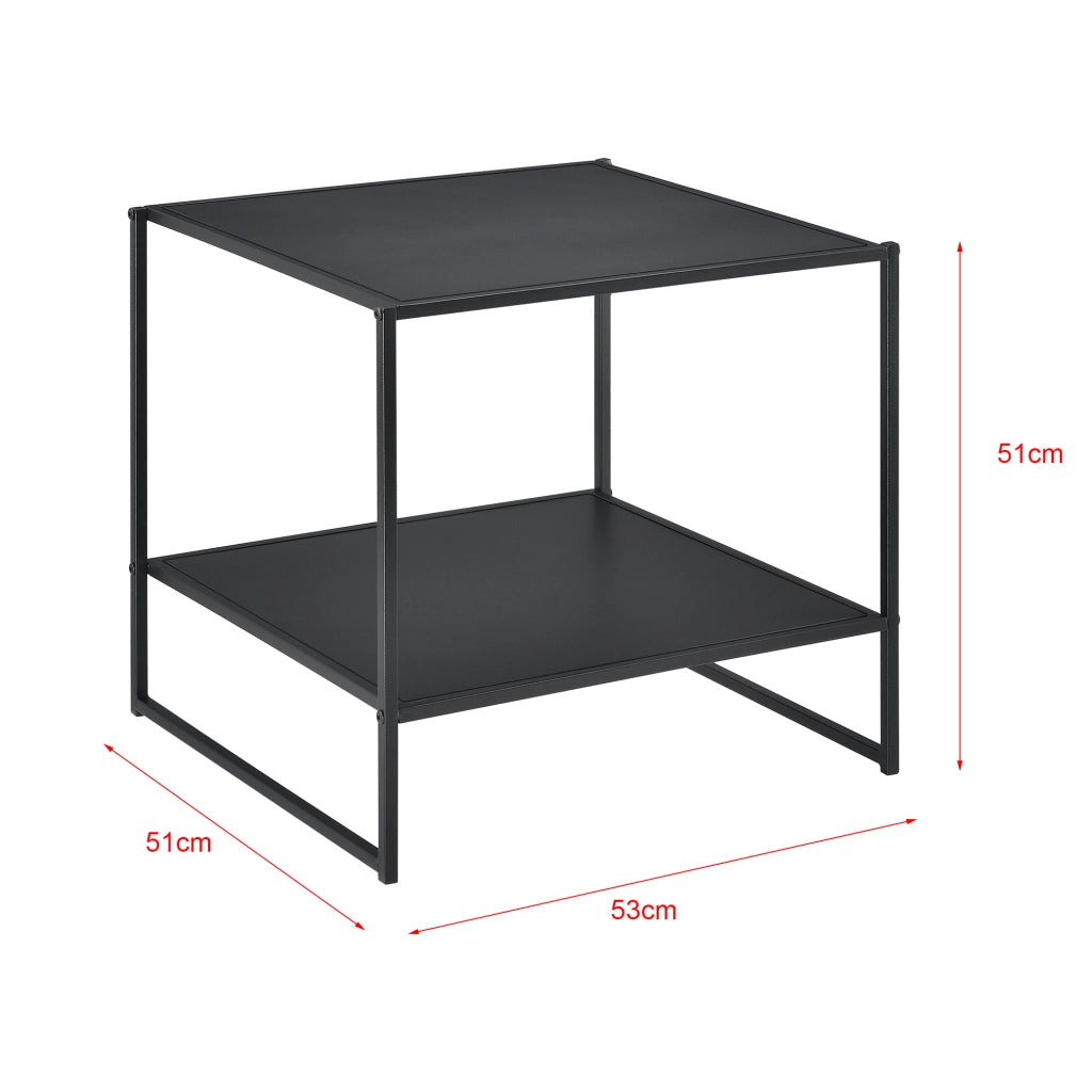 Tavolino Basso da Caffè Salsnes in Metallo con Ripiano 51x53x51 cm - Nero Opaco [en.casa]
