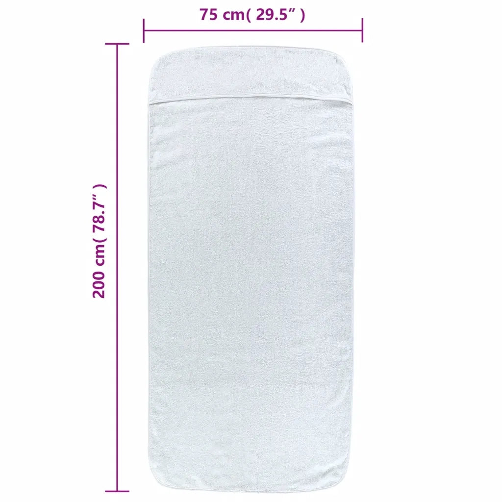 Asciugamani da Spiaggia 2 pz Bianchi 75x200 cm Tessuto 400 GSM CFW9412843