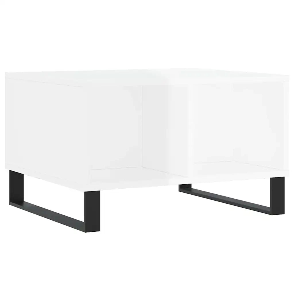 Tavolino salotto | Tavolino da caff¨¨ | Tavolino da Soggiorno Bianco Lucido 60x50x36,5 cm Legno Multistrato