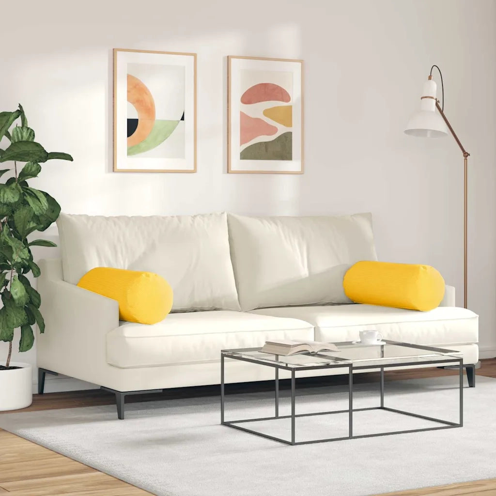 Cuscini a rullo 2 pcs Giallo Chiaro Ø 25 x 70 cm 42014352
