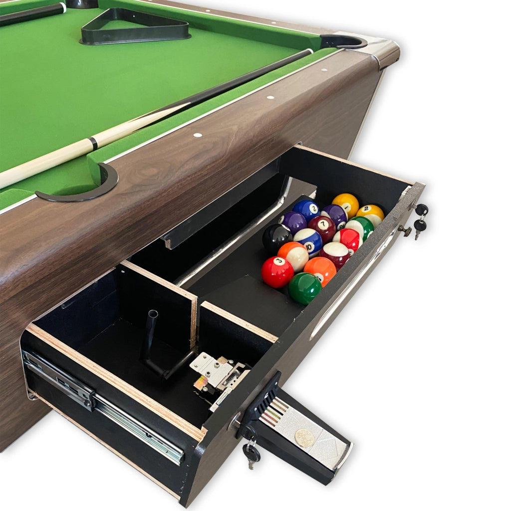 Tavolo da Biliardo verde 7 FT con gettoniera manuale – Competition
