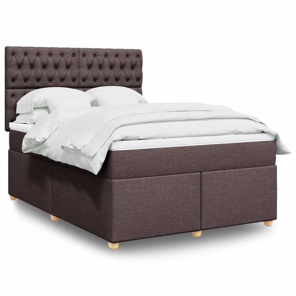 Giroletto a Molle con Materasso Marrone Scuro 140x190cm Tessuto 3293585