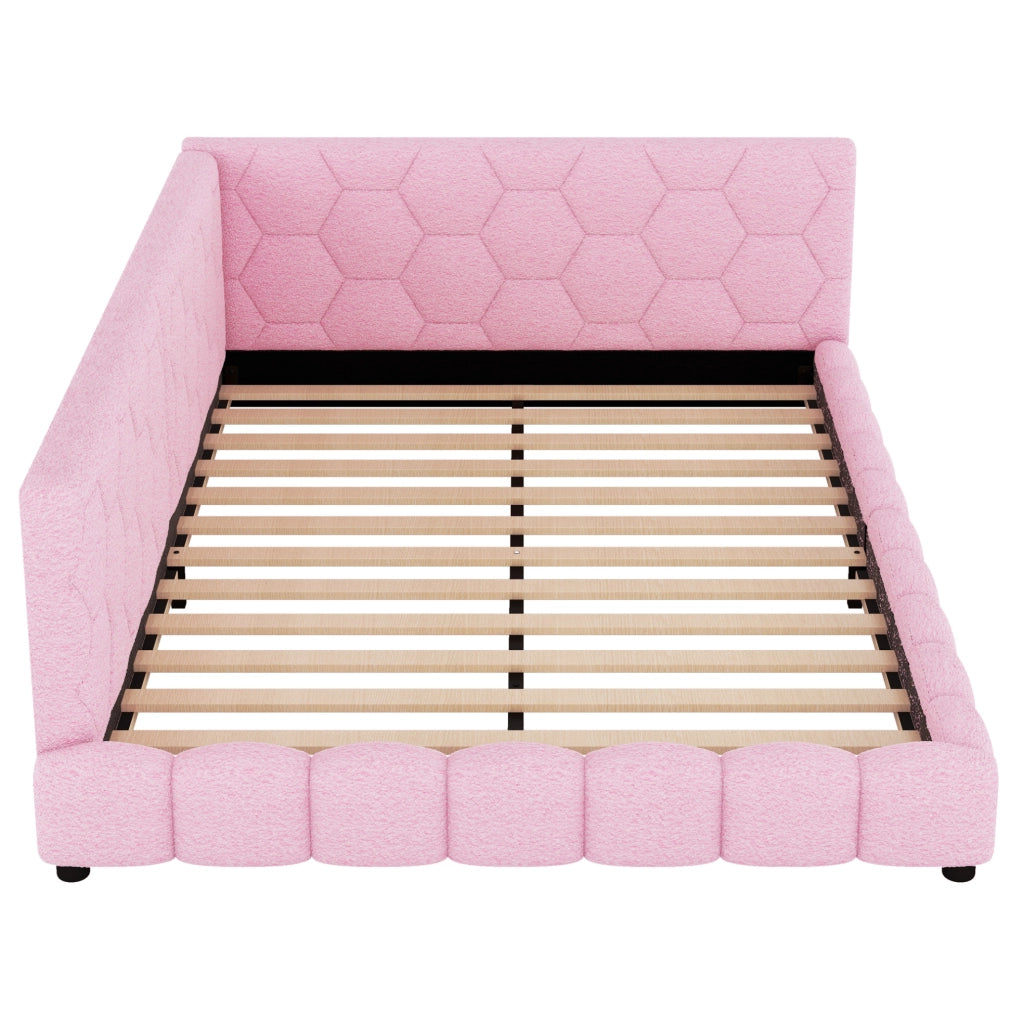 Divano letto 140x200 cm con luci LED; velluto e MDF; rosa (Senza materasso)