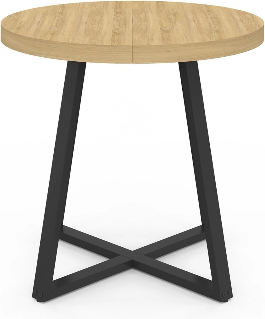 Tavolo da pranzo rotondo SELMA 4 persone in legno e nero 80 cm