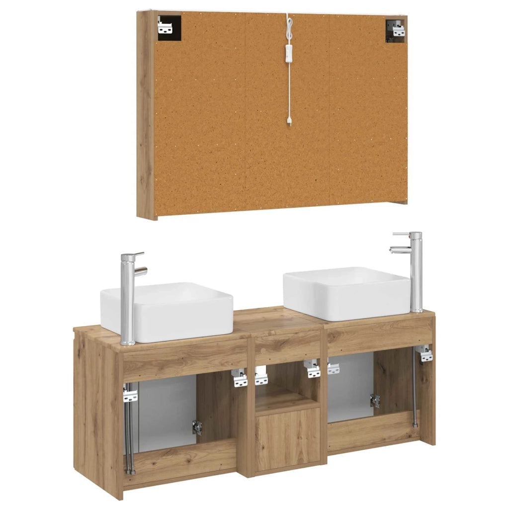 Set di Armadi da Bagno 4 pcs Rovere Artigianale 3406390