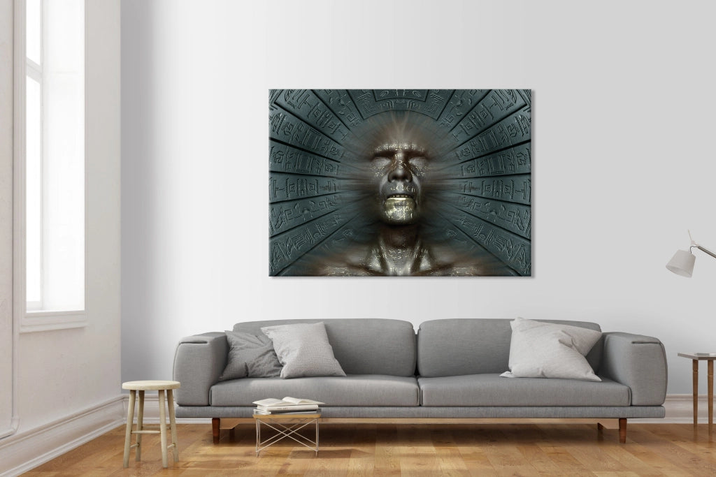 Hieroglyphics Abstraction - Quadro Canvas su telaio in legno Misura: 140x100 cm