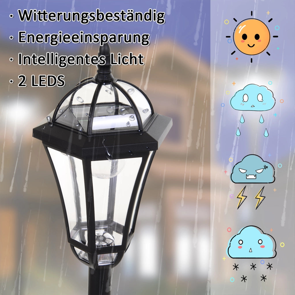 Set di 2 lanterne solari LED da giardino IP44 nere