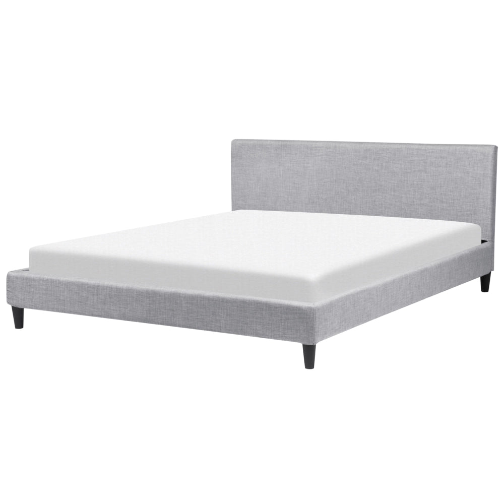 Letto 180 x 200 cm con rete a doghe in tessuto grigio con LED bianco contemporaneo