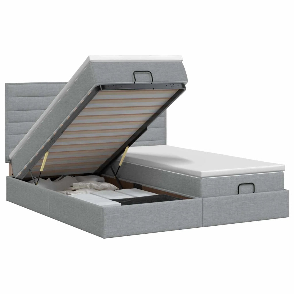 Letto ottomano con materasso 2 pz Grigio Chiaro Tessuto 3457841