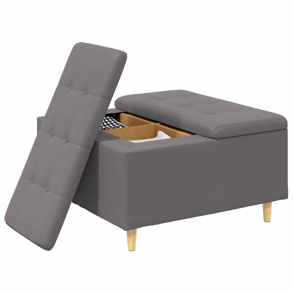 Pouf contenitore Grigio 80 x 80 x 45 cm Pelle sintetica 876845