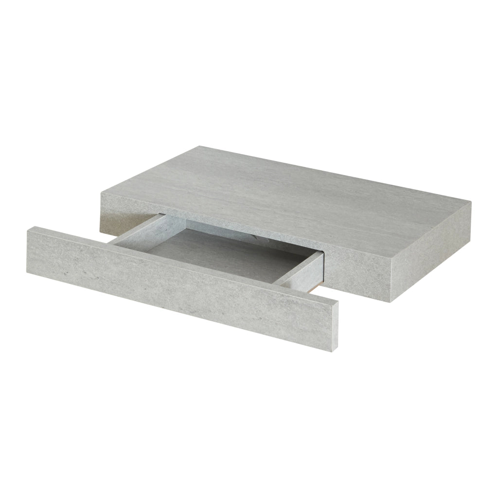 Mensola Hyvinkää con Cassetto Integrato Comodino Sospeso 39,5 x 25 x 5 cm Effetto Cemento [en.casa]