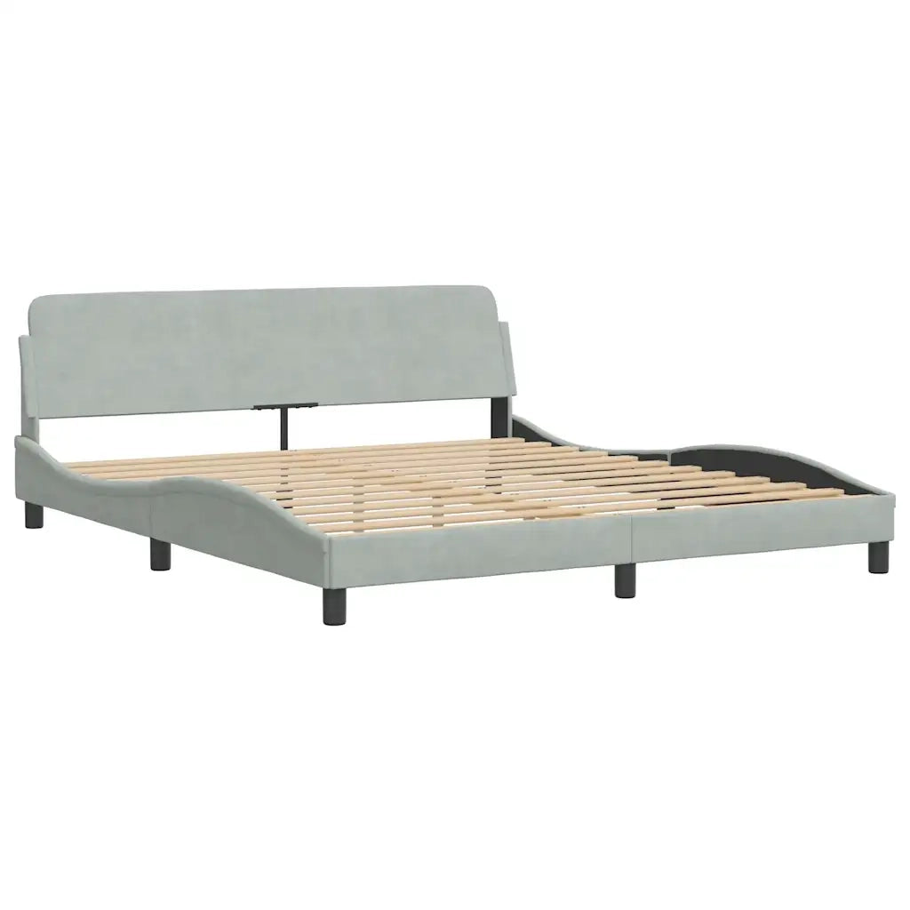 Giroletto con LED senza Materasso-Struttura Letto Hanko Grigio Chiaro 180x200 cm in Velluto