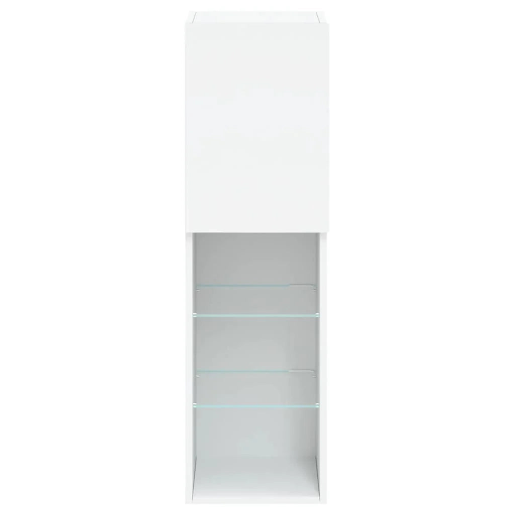 Mobile porta TV multimediale mensola porta TV credenza mobile porta TV per sala da pranzo soggiorno camera da letto con luci LED 2 pezzi 30,5 x 30 x 102 cm bianco 02_0028831