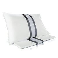 Set Lenzuola Matrimoniali Sopra Sotto e Federe Balza in Raso Mitera Polinesia Ostrica e Grisaglia