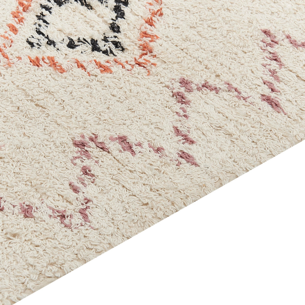 Tappeto in cotone beige 160 x 230 cm rettangolare motivo geometrico soggiorno camera da letto
