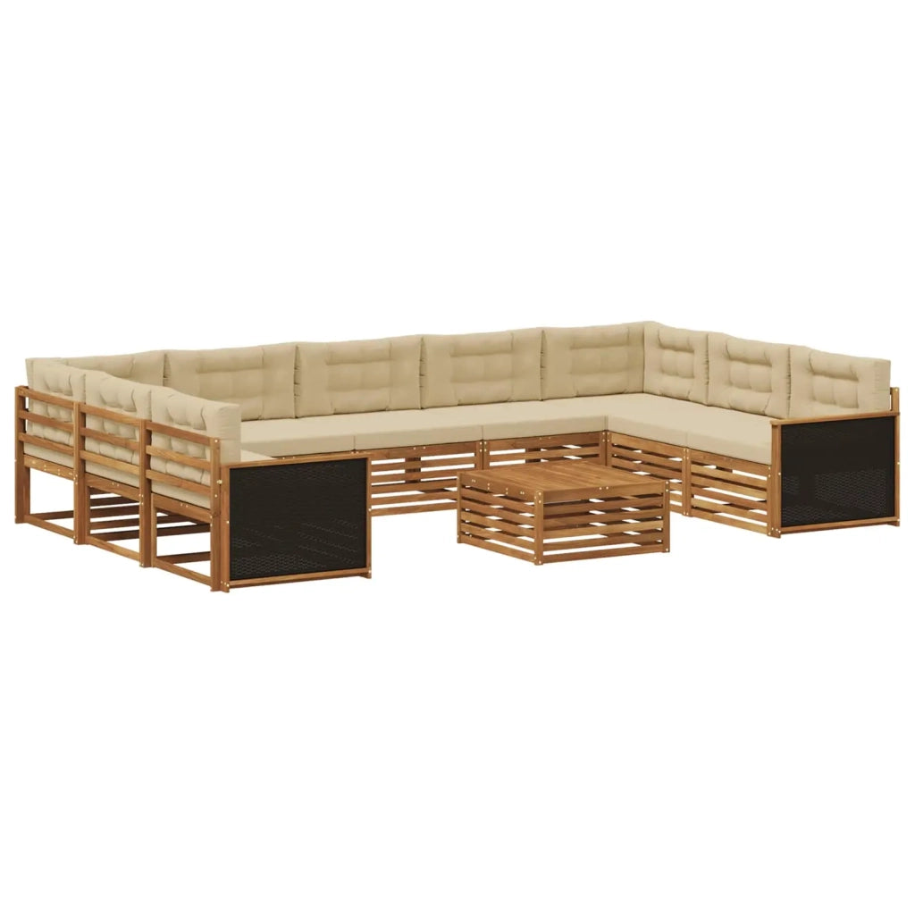 Set di divani da esterno 10 pz Naturale e Beige 3383856