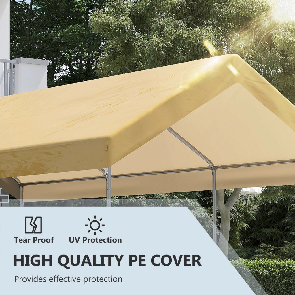 Box Auto da Esterno 600x295x265-310 cm in Acciaio e Polietilene Beige