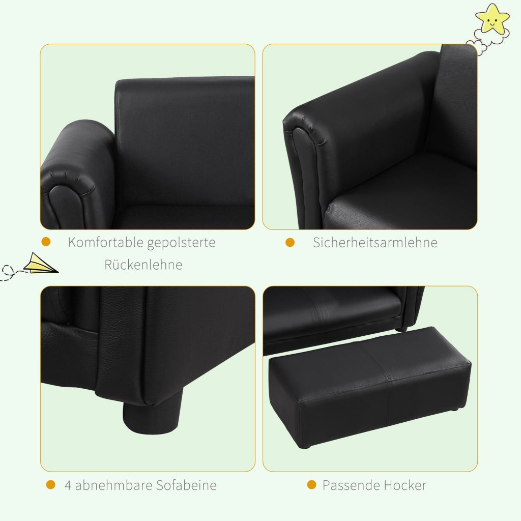 Poltrona per bambini con poggiapiedi ¨C zephmum ¨C Nero, 83x42x41 cm