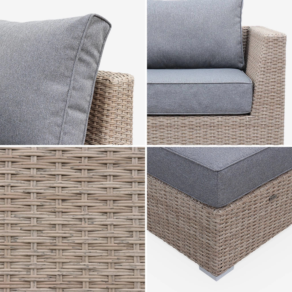 Salotto da giardino premium in resina intrecciata, 12-14 posti, beige