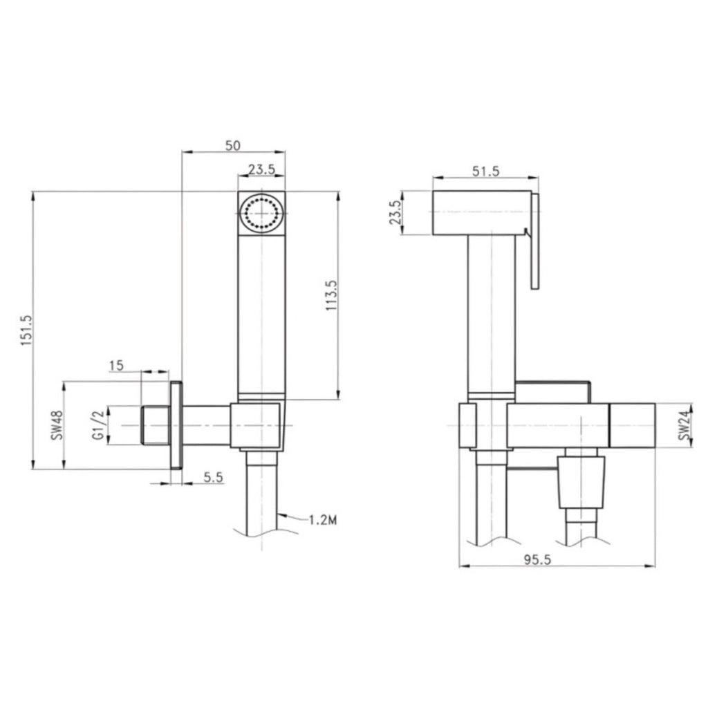 Idroscopino wc doccetta ottone portatile shutoff monogetto con leva ogomondo kit *** finitura- cromato quadro, confez...
