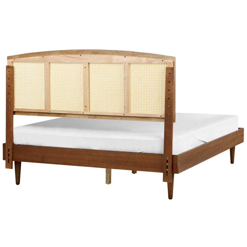 Letto in legno di gomma chiaro UE matrimoniale 160 x200 cm con testiera a doghe Stile rustico minimalista