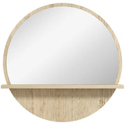 Specchio Bagno Rotondo Ø45x10 cm con Ripiano Portaoggetti in Truciolato