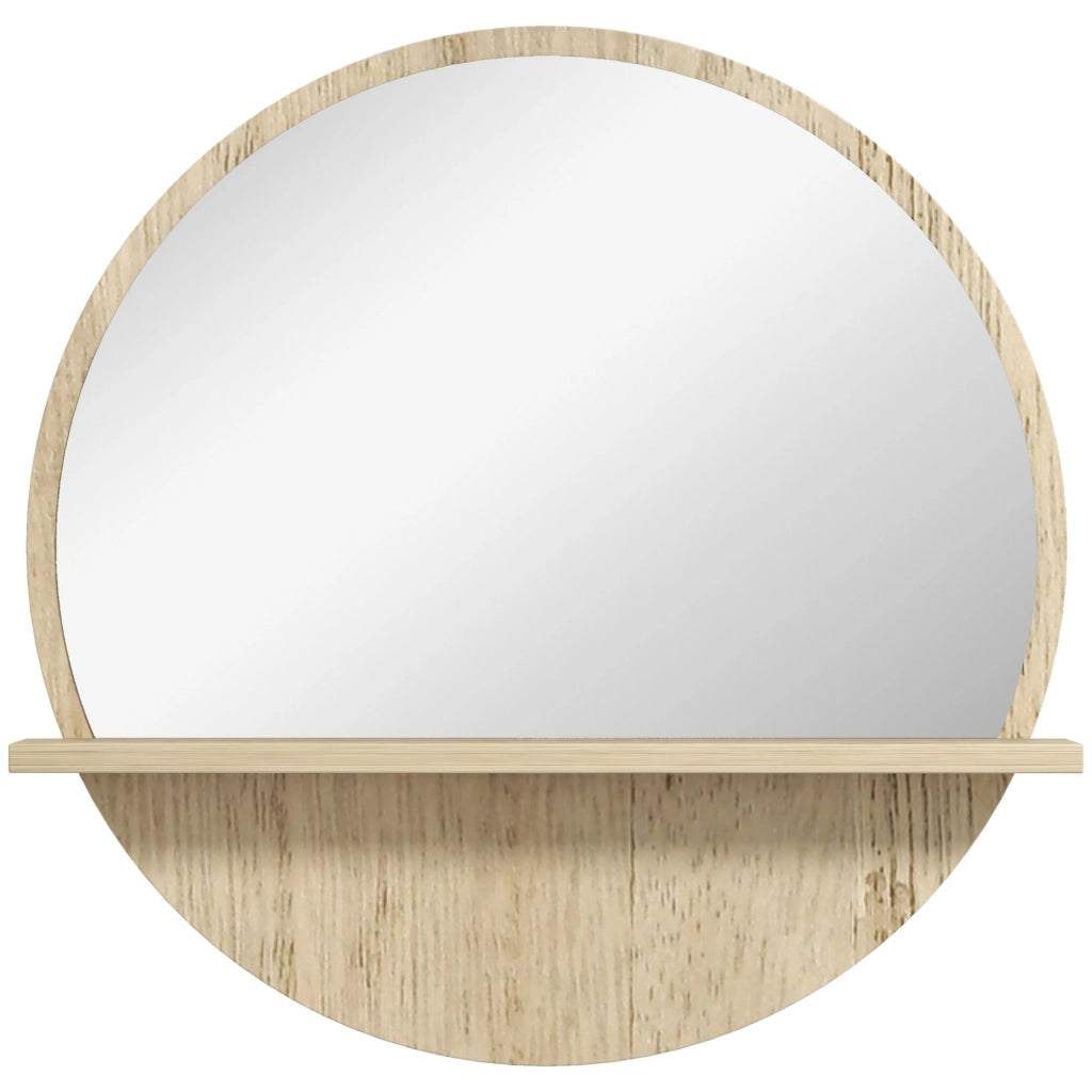 Specchio Bagno Rotondo Ø45x10 cm con Ripiano Portaoggetti in Truciolato