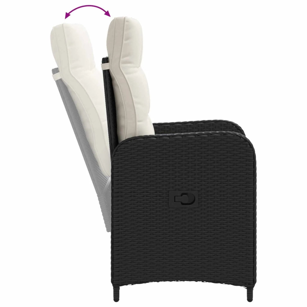 Set da pranzo per esterni 9 pz Nero e Bianco Crema polyrattan 3422307