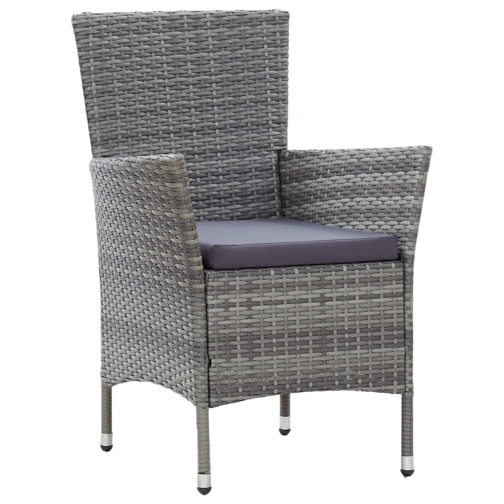 Set da Pranzo per Esterni 7 pz con Cuscini in Polyrattan Grigio cod mxl 34636
