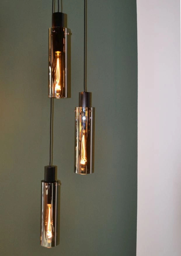 Lampadario Lucide Orlando 3xE27 metallo/vetro nero