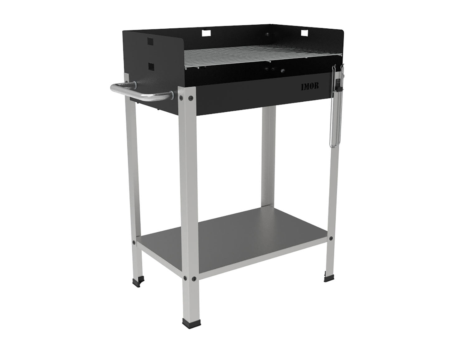 Barbecue a Carbone 56,7x36x83 cm Griglia Altezza Regolabile in Acciaio Eco Nero e Grigio