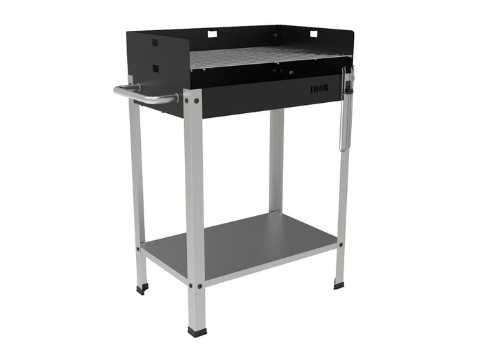 Barbecue a Carbone 56,7x36x83 cm Griglia Altezza Regolabile in Acciaio Eco Nero e Grigio