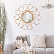 Bavasi, Specchio Finiture in Rattan, 66x66h cm Marrone