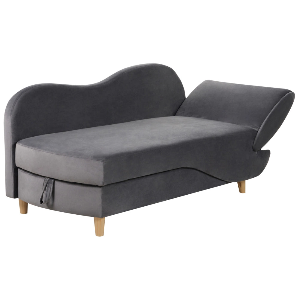 Chaise Longue in velluto grigio scuro lato destro con contenitore stile moderno soggiorno