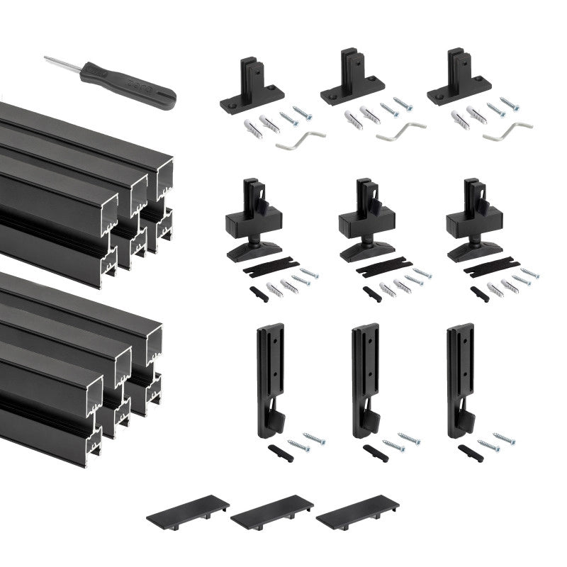 Kit di Reggimensole per 3 ripiani in Legno e 1 modulo per struttura Zero, Zama, Verniciato grigio pietra