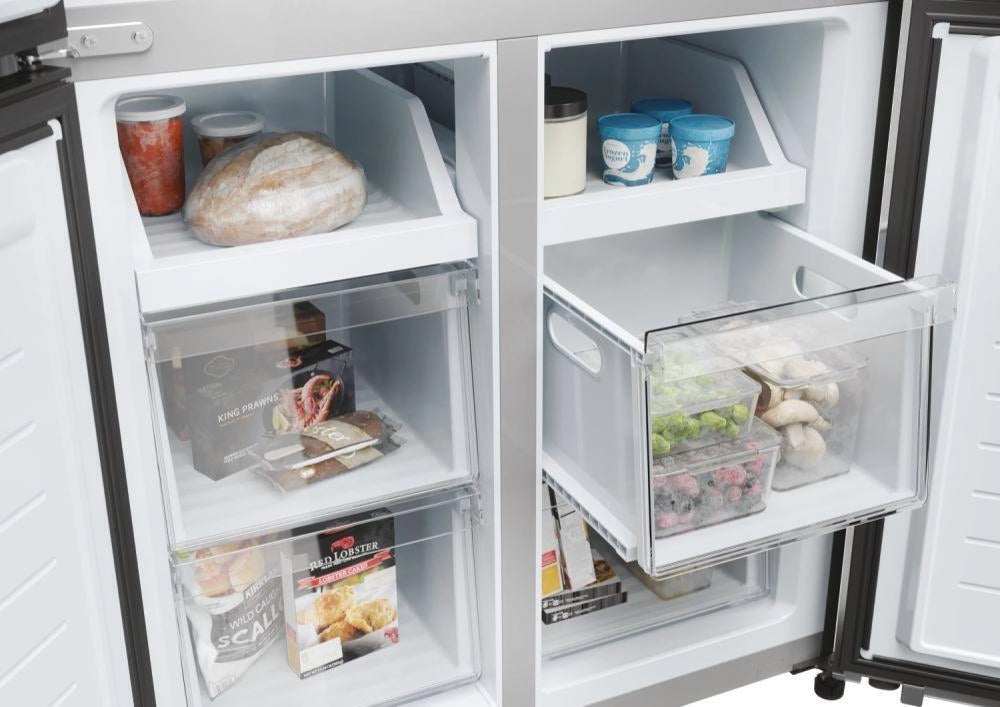Haier Cube 83 Serie 3 HCR3818EWMM frigorifero side-by-side Libera installazione 463 L E Platino, Acciaio inox
