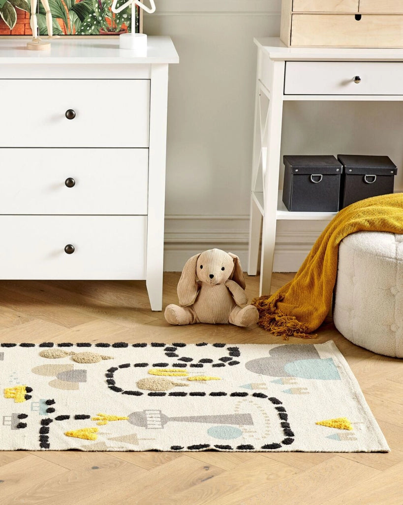Tappeto per bambini motivo urbano multicolore 80 x 150 cm cameretta camera da letto
