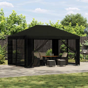 Gazebo 4 × 3 m Nero Poliestere e Acciaio 190 900382
