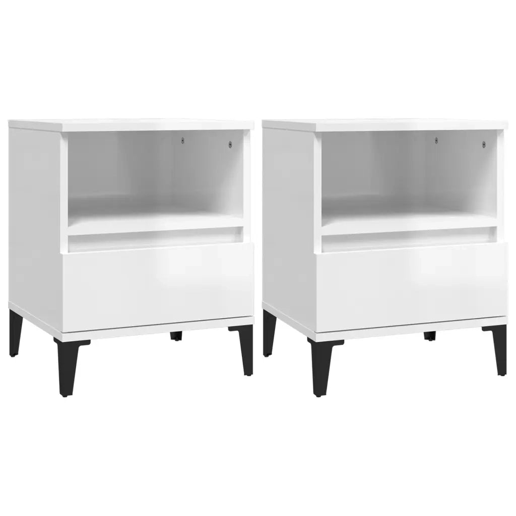 Comodini 2 pz in Bianco Lucido 40x35x50 cm cod mxl 68782