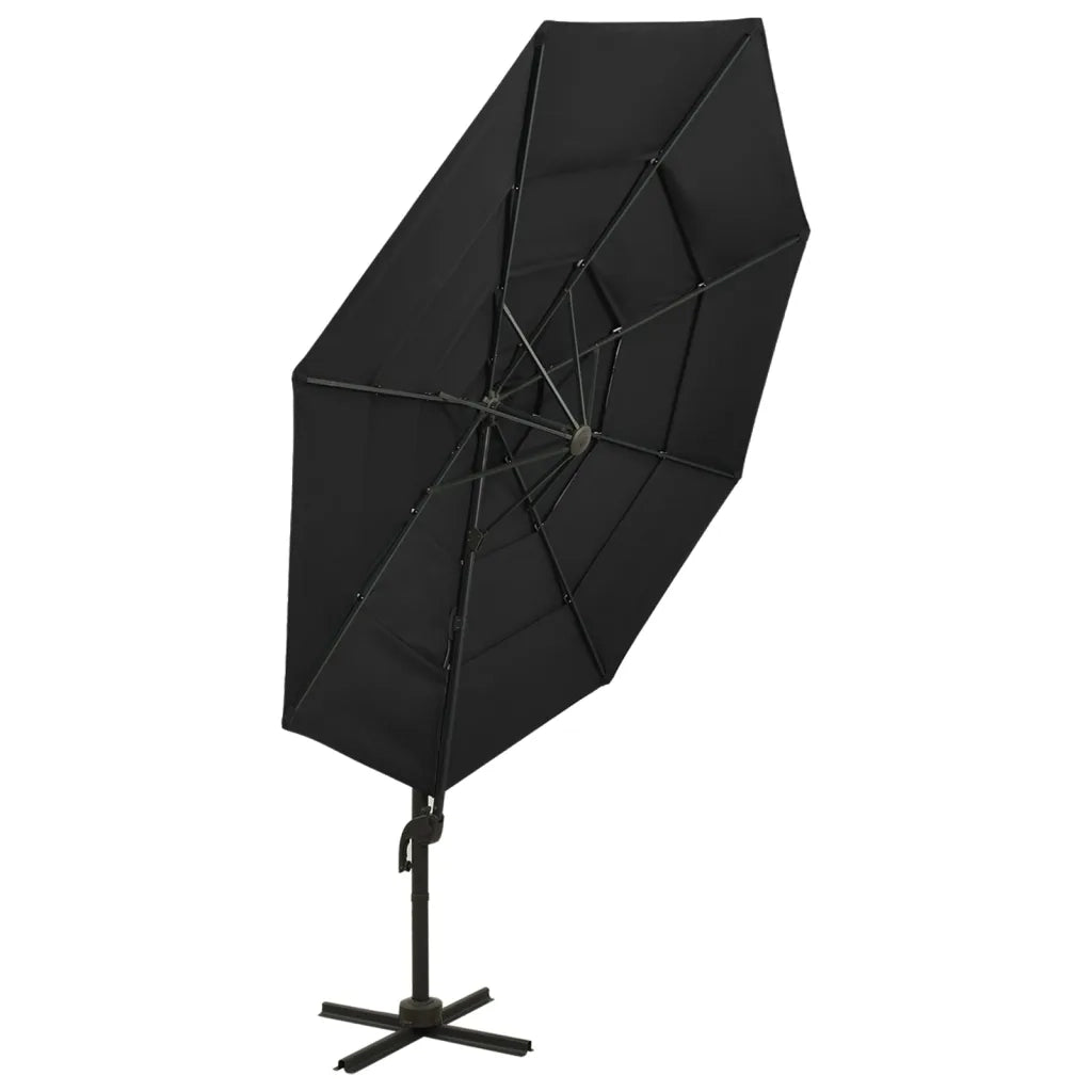 Ombrellone a Sbalzo a 4 Livelli-Ombrello da giardino Palo in Alluminio 3x3 m Nero