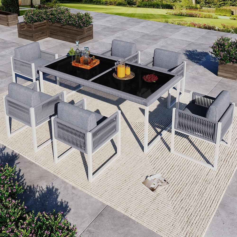 Set giardino - Xylo - 6 posti rope con tessuto lavabile