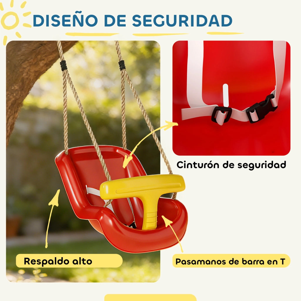 Altalena per bambini con corda regolabile ¨C zephmum ¨C Rosso